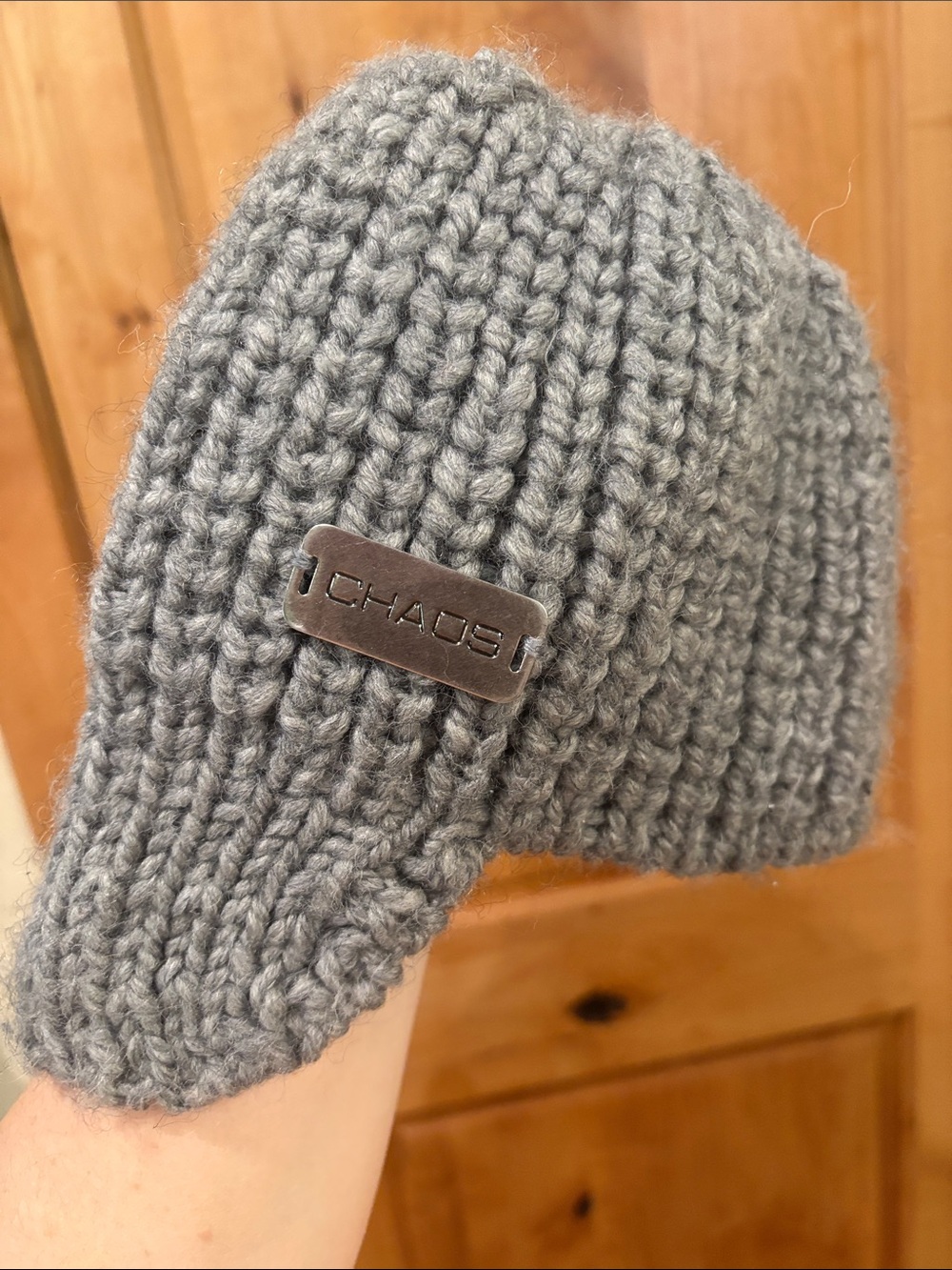 Chaos Women’s Gray Knit Beanie/Hat with Bill